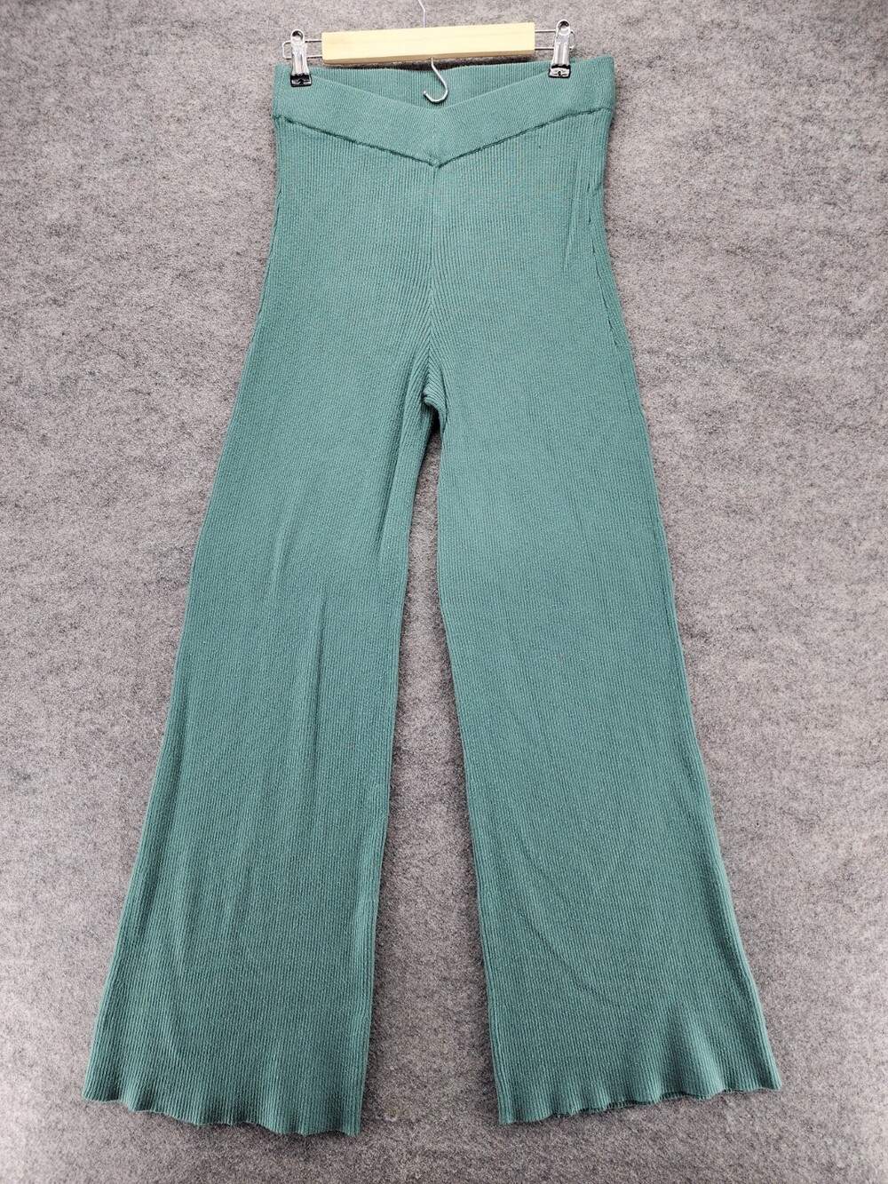 Abercrombie Fitch Pants Womens Medium Pull On Green Ribbed Bootcut Wide Leg